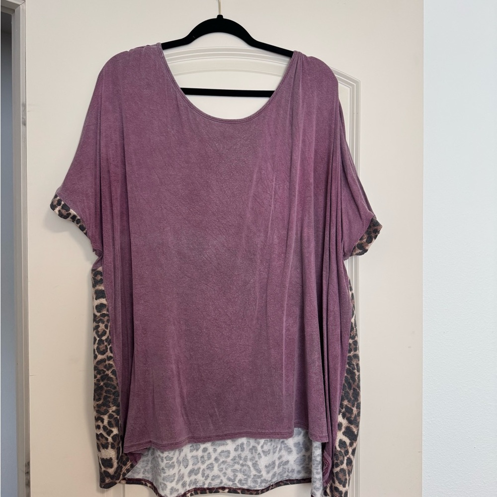 Chic Soul Purple and Cheetah Blouse